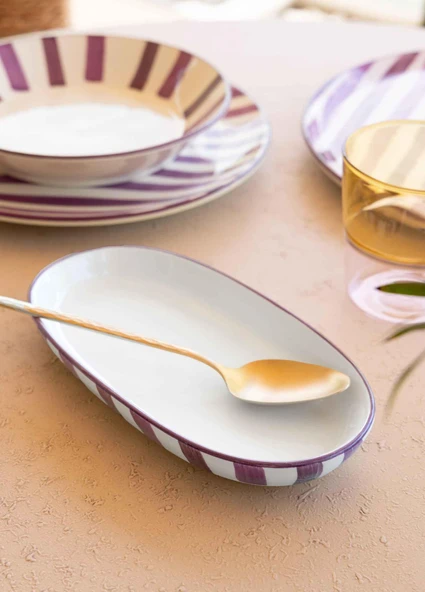 The Mia Joy Oval Servis 2li Set Mor 14x26x3 cm - Resim 3