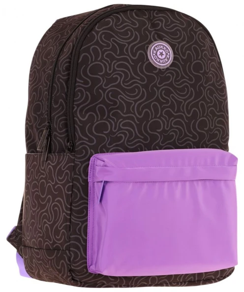 Kaukko Double Colors Üç Bölmeli Kız Çocuk Okul ve Günlük Sırt Çantası - Siyah Mor - K1837 ürün görseli