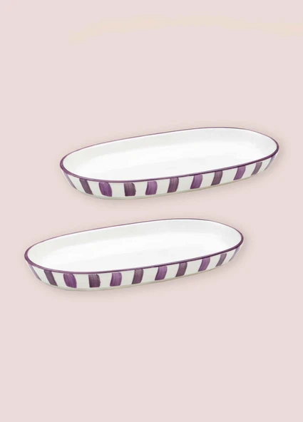 The Mia Joy Oval Servis 2li Set Mor 14x26x3 cm - Resim 7