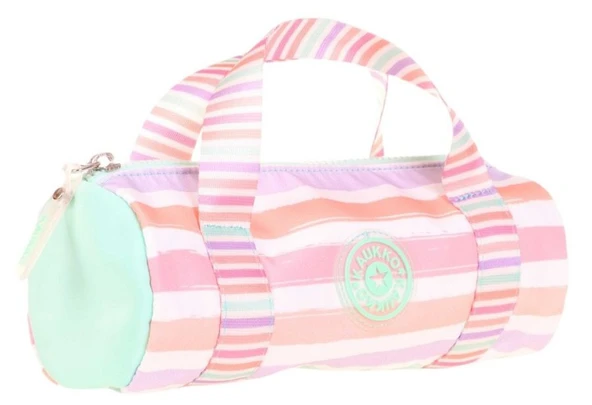 Kaukko Kız Çocuk Tek Bölme Taşıma Askılı Kalem Çantası - Su Yeşili Pembe - K2600 ürün görseli