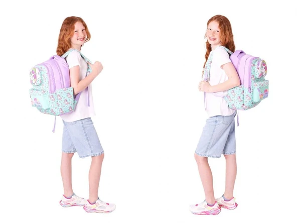 Kaukko Kids 3D Unicorn Şekilli Kız Çocuk Üçlü Okul Çantası Seti/Takımı - Turkuaz (L5234+L7234+L8234) - Resim 4