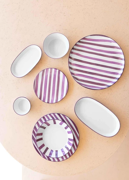 The Mia Joy Oval Servis 2li Set Mor 14x26x3 cm - Resim 6