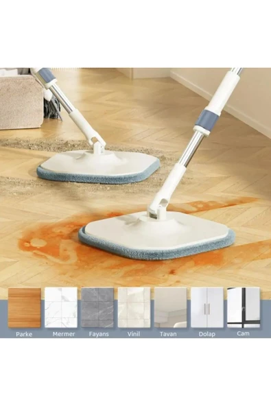 Temiz Kirli Su Ayırabilen 2 Yedek Bezli Mop Seti(TEMİZLİK BEZİ HEDİYELİ) - Resim 5