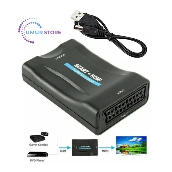 Scart To HDMI Av Video Tv Dönüştürücü Çevirici Adaptör Converter ürün görseli 1