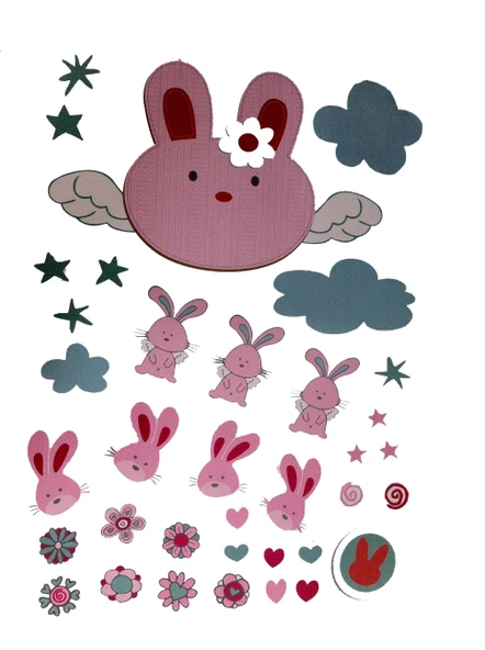 DEFTER STİCKER,LAPTOP STİCKER TAVŞAN DESENLİ PVC 70X50X0,5CM - Resim 3