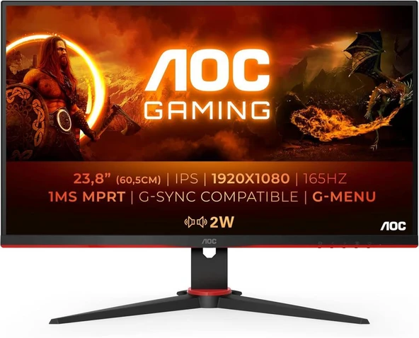 AOC 24G2SPU/BK 23.8" 1 ms Full HD Pivot IPS Oyuncu Monitörü Teşhir - Resim 5