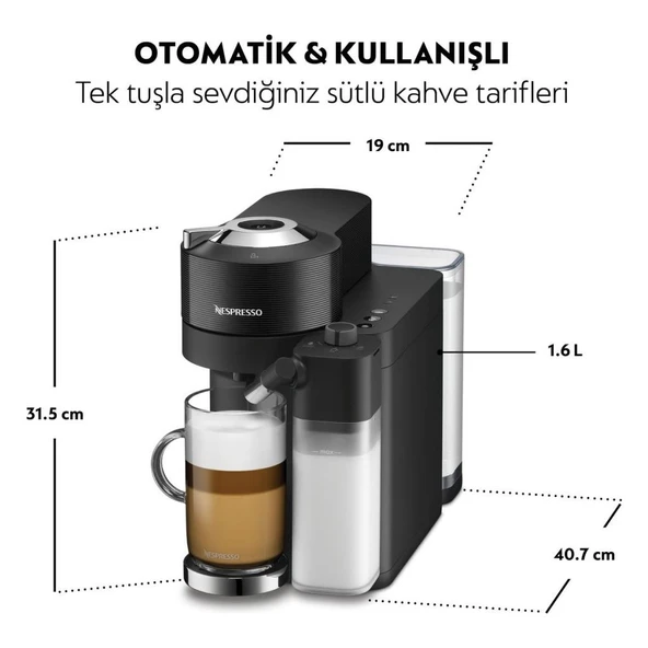 Nespresso Vertuo Lattissima Matte Black Kapsül Kahve Makinesi - Outlet - Resim 4