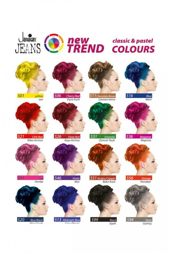 Jamaican Jeans , Crazy Color Boya Kırmızı Siyah - Resim 2