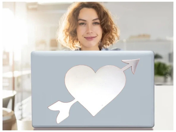 DEFTER STİCKER,LAPTOP STİCKER  AYNALI KALP ŞEKİLLİ 20X11X0,6CM ürün görseli