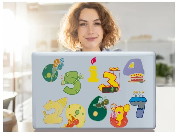 DEFTER STİCKER,LAPTOP STİCKER  RENKLİ RAKAMLI PVC 48X33X0,5CM ürün görseli