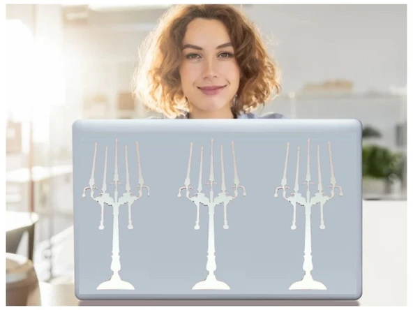 DEFTER STİCKER,LAPTOP STİCKER  AYNALI  ŞAMDAN ŞEKİLLİ 35X20X0,6CM ürün görseli