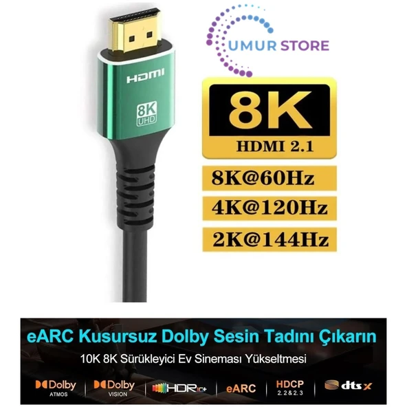 10K 8k HDMI Kablo Fiber Premium Tv Gaming Playstation Xbox Uydu V2.1 - 2