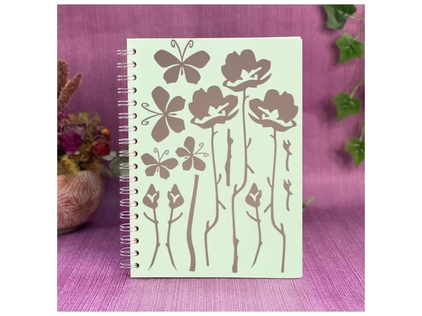 DEFTER STİCKER,LAPTOP STİCKER GRİ ÇİÇEKLİ  PVC 48X33X0,5CM - Resim 2