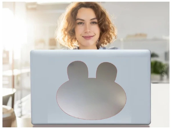 DEFTER STİCKER,LAPTOP STİCKER  AYNALI TAVŞAN ŞEKİLLİ 20X20X0,6CM ürün görseli