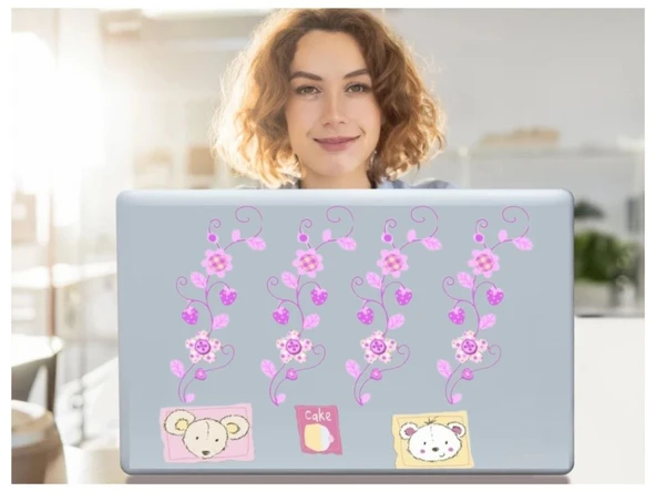 DEFTER STİCKER,LAPTOP STİCKER ÇİÇEKLİ AĞAÇ DESENLİ PVC 70X50X0,5CM ürün görseli