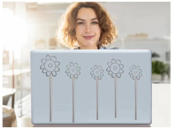 DEFTER STİCKER,LAPTOP STİCKER  GRİ PAPATYALI  PVC 48X33X0,5CM ürün görseli