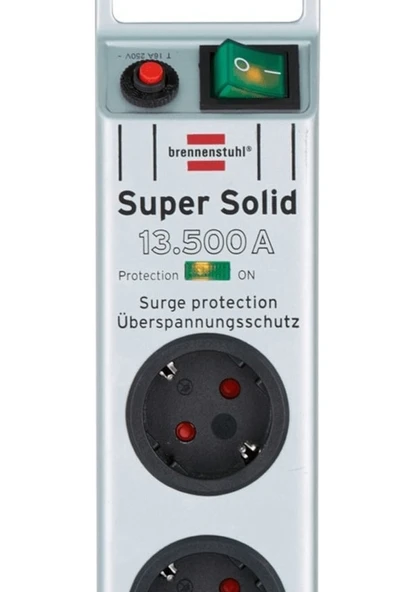 Brennenstuhl Super Solid Surge Protection 13.500 mAh Anahtarlı 8'li 2.5 m Akım Korumalı Priz - 3