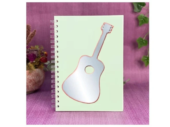 DEFTER STİCKER,LAPTOP STİCKER  AYNALI  GİTAR ŞEKİLLİ 34X15X0,6CM - Resim 2