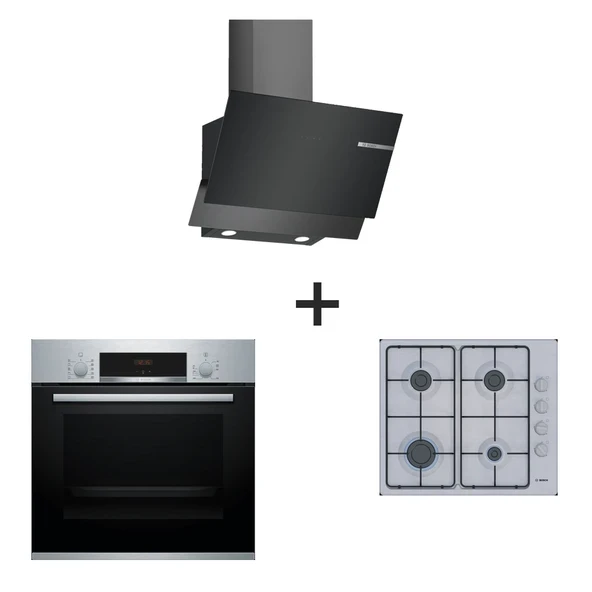 Bosch Ankastre Set HBF514BS1T, PBP6C5K80O, DWK65AD30R