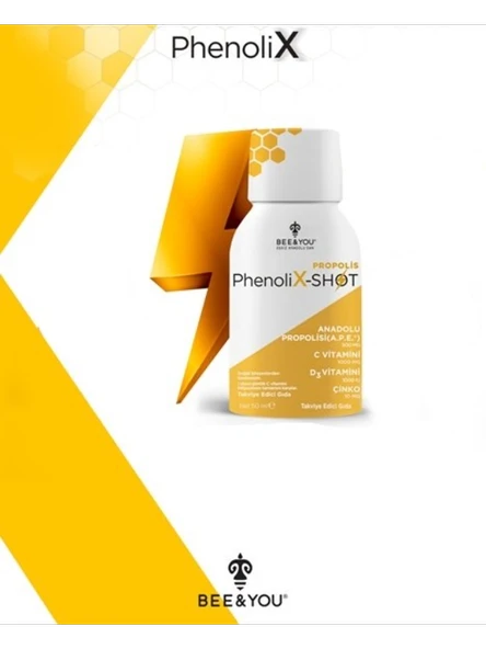 Bee&You PhenoliX Propolis Shot  C Vitamini D3 Vitamini ve Çinko  İçeren Takviye Edici Gıda 50 ml ürün görseli 1