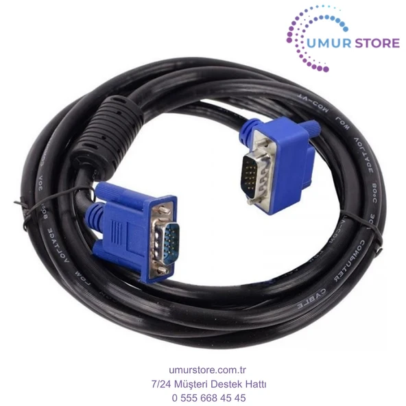 VGA L Tipi Erkek Erkek Kablo 90 Derece 15 Pin VGA Kablo 3m ürün görseli 1