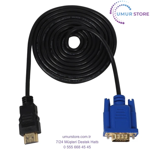 Hdtv HDMI Altın Erkek - VGA Erkek 15PIN Adaptör Kablosu 6ft 1.8m 1080P (Yurt Dışından) ürün görseli 1