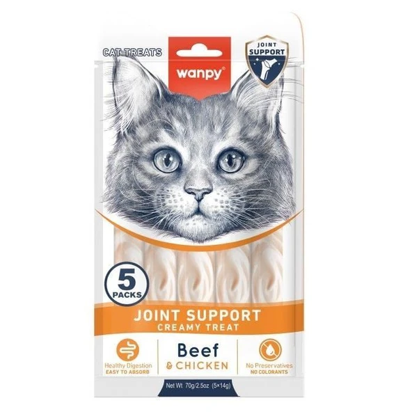 Wanpy Joint Support Sığır Eti ve Tavuklu Krema Kedi Ödülü 5x14gr ürün görseli