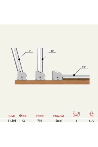 Gürçay Katlanır Masa Ayağı 11.503 (4'lü) Parlak Krom - 3