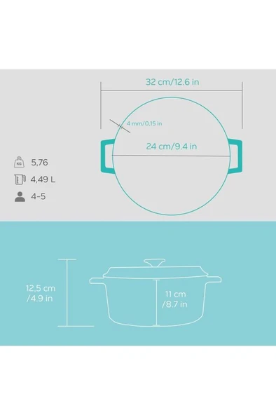Lava Spring Yuvarlak 24 cm Döküm Tencere Outlet - 5