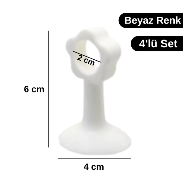 Silikon Kapı ve Pencere Kolu Koruyucu Stoper Seti 4 Parça Duvar Çarpma Önleyici Aparat - Resim 7