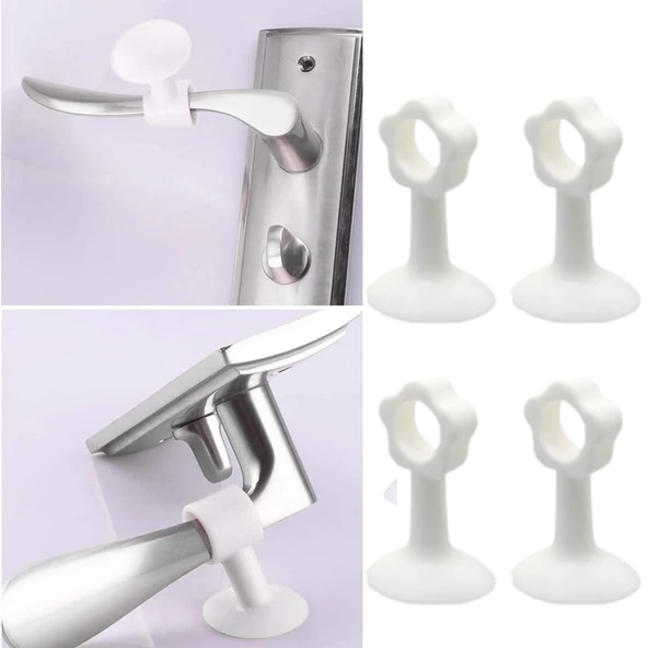 Silikon Kapı ve Pencere Kolu Koruyucu Stoper Seti 4 Parça Duvar Çarpma Önleyici Aparat - Resim 3