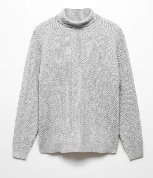 Mango Kıvrık yaka, örgü kazak - 4