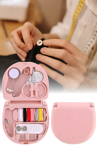 Mini Dikiş Seti Pratik Taşınabilir Plastik Kutu İçinde Acil Onarım ve Dikiş Malzemeleri ürün görseli
