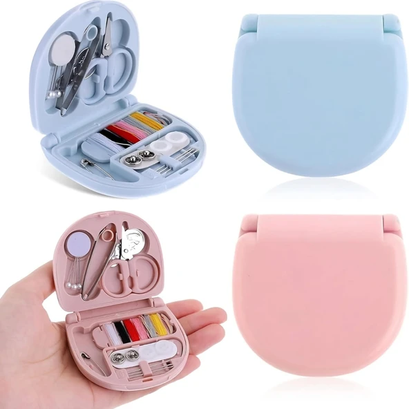 Mini Dikiş Seti Pratik Taşınabilir Plastik Kutu İçinde Acil Onarım ve Dikiş Malzemeleri - Resim 3