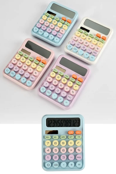 Renkli Tasarımlı Hesap Makinesi Büyük Ekranlı ve Sessiz Tuş Takımlı Pratik Masaüstü Ofis Hesap Makinesi Hafif ve Taşınabilir Günlük Kullanıma Uygun Hesaplama Cihazı ürün görseli