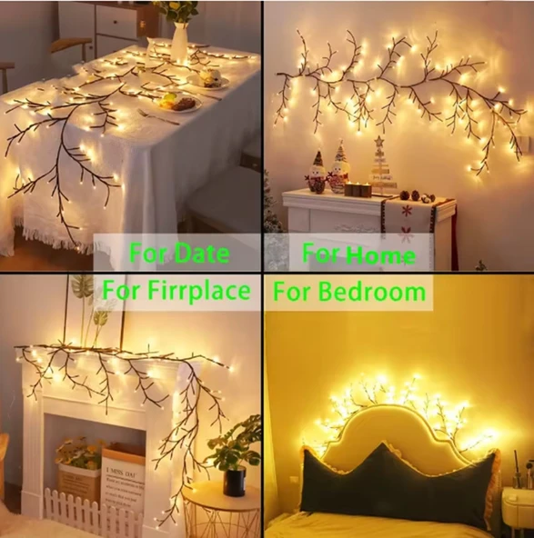 Sihirli Söğüt Asma Ağacı Ledi 144 led 8 mod + Uzaktan Kumandalı ( Yapışkanlı) Günışığı Ledli - Resim 3