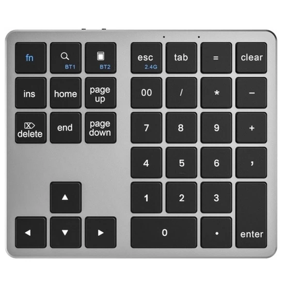 Mini Gri̇ Bluetooth Kablosuz 35 Tuş Klavye Geni̇şletme Sayi Bloğu - Resim 2