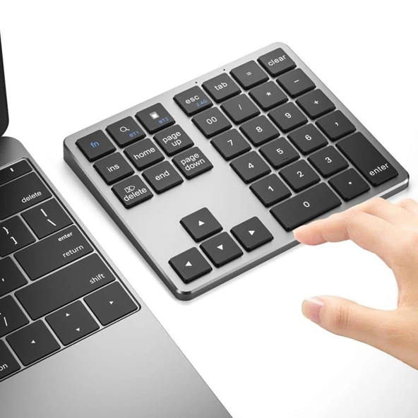 Mini Gri̇ Bluetooth Kablosuz 35 Tuş Klavye Geni̇şletme Sayi Bloğu ürün görseli 1