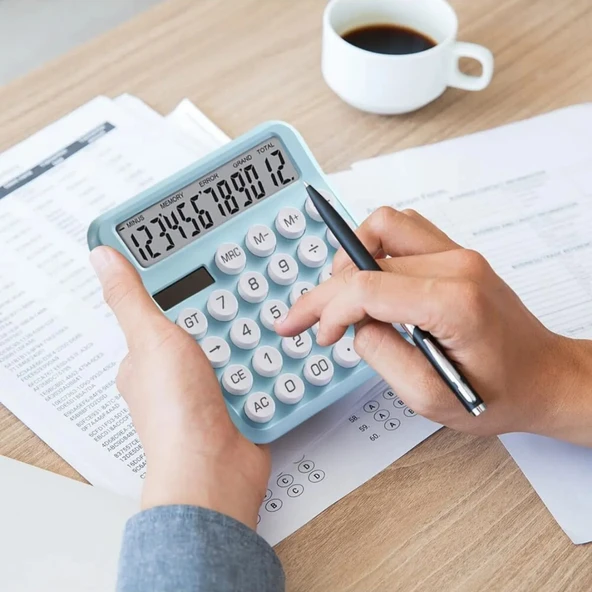 Renkli Tasarımlı Hesap Makinesi Büyük Ekranlı ve Sessiz Tuş Takımlı Pratik Masaüstü Ofis Hesap Makinesi Hafif ve Taşınabilir Günlük Kullanıma Uygun Hesaplama Cihazı - Resim 7