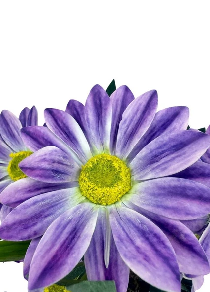 Yapay Çiçek Mor Margarit Papatya Siyah Saksıda Dekoratif Yapay Çiçek 30*25cm - Resim 5