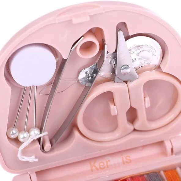 Mini Dikiş Seti Pratik Taşınabilir Plastik Kutu İçinde Acil Onarım ve Dikiş Malzemeleri - Resim 6