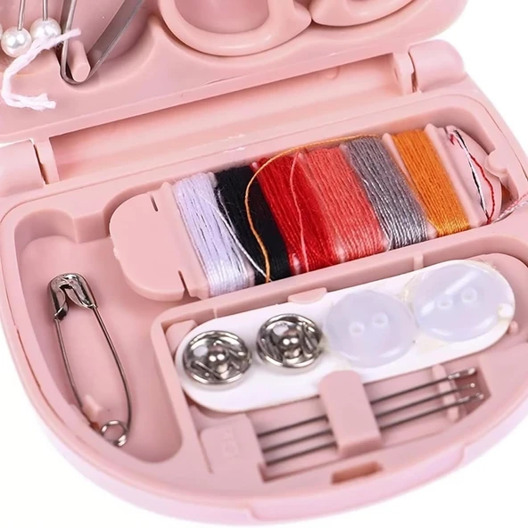 Mini Dikiş Seti Pratik Taşınabilir Plastik Kutu İçinde Acil Onarım ve Dikiş Malzemeleri - Resim 8