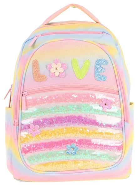 Kaukko Kids Simli Pullu Love Baskılı Kız Çocuk Dört Bölmeli Okul Çantası - L5214 ürün görseli