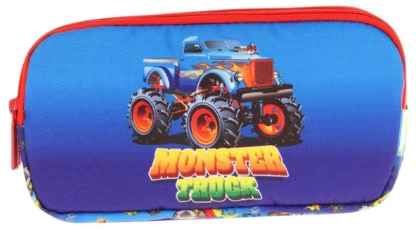 Kaukko Kids Kırmızı Mavi, Monster Truck, Erkek Çocuk Üç Bölmeli Okul Kalem Çantası - L8257 - Resim 2