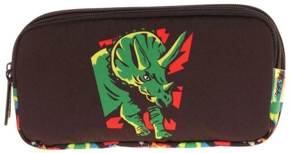 Kaukko Kids Siyah Yeşil, Gergedan Temalı, Erkek Çocuk Üç Bölmeli Okul Kalem Çantası - L8263 - Resim 2