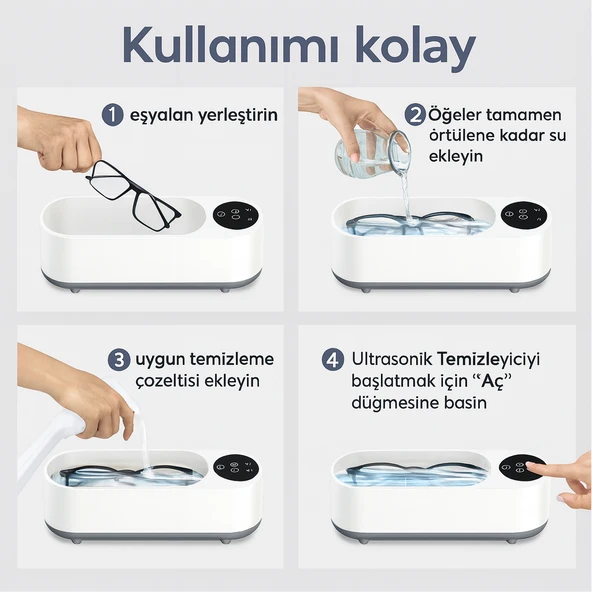 qasul Ultrasonik Temizleme Makinesi Çok Fonksiyonlu Yüksek Frekanslı Gözlük Takı Fırça Gözlük Temizleme - 3