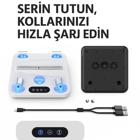 Ps5/ps5 Slim Uyumlu Multifonksiyonel Şarj Stand Soğutucu Fan - 2