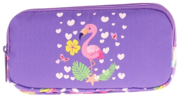 Kaukko Kids Üç Bölmeli Mor Pembe, Flamingo, Kız Çocuk Okul Kalemliği - L8226 - Resim 2