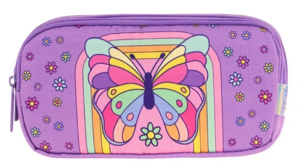 Kaukko Kids Mor Pembe, Kelebek, Kız Çocuk Üç Gözlü Okul Kalem Çantası - L8248 - Resim 2