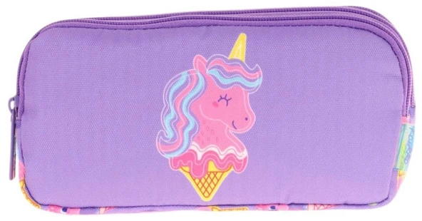 Kaukko Kids Üç Bölmeli Lila Pembe, Unicorn Desenli, Kız Çocuk Okul Kalemliği - L8224 - Resim 2